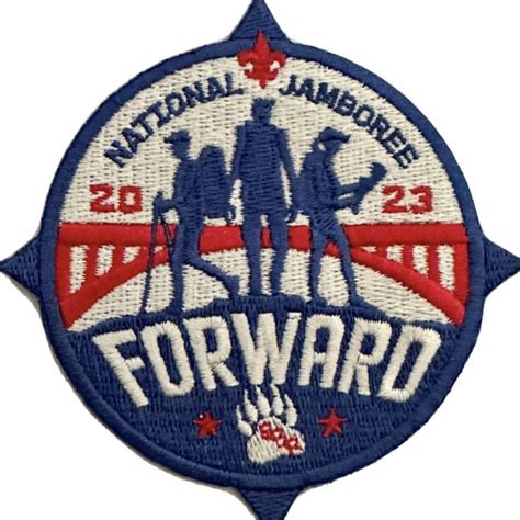 This round chenille patch beautifully features the Operation Arrow 2023 logo and is perfect for any collector or as a keepsake from the National Jamboree. . 2023 national jamboree patch